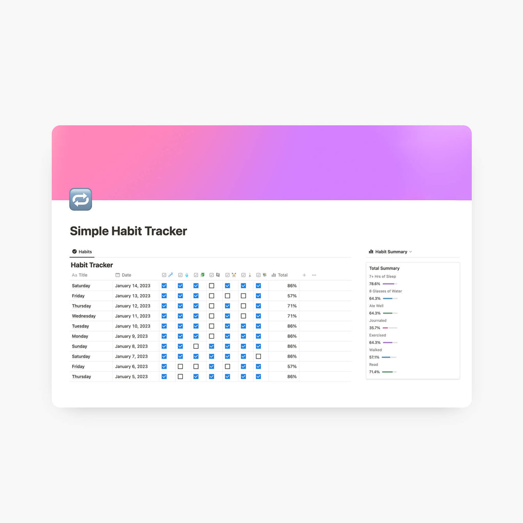 Free Notion Habit Tracker Template