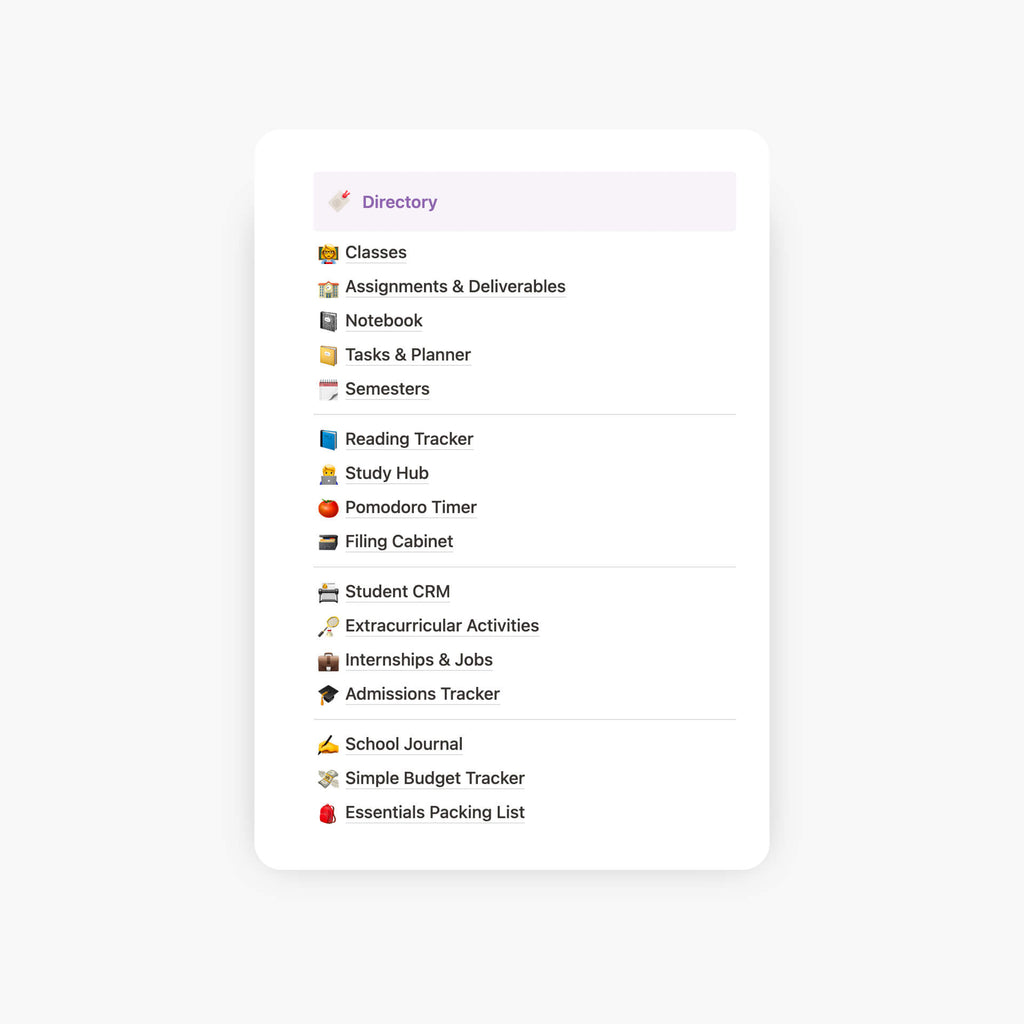 Notion Student Directory Template