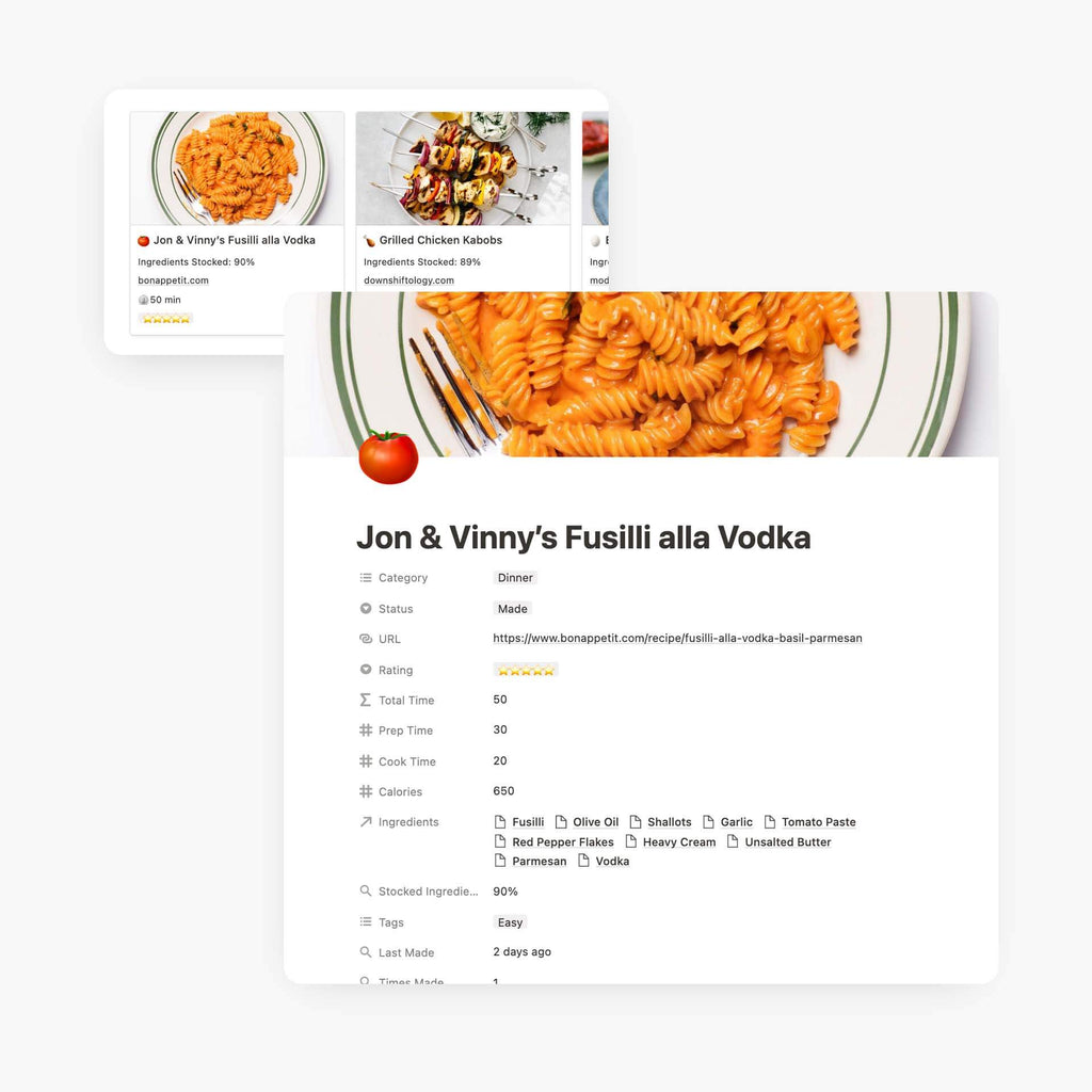 Notion Recipe & Ingredients Manager