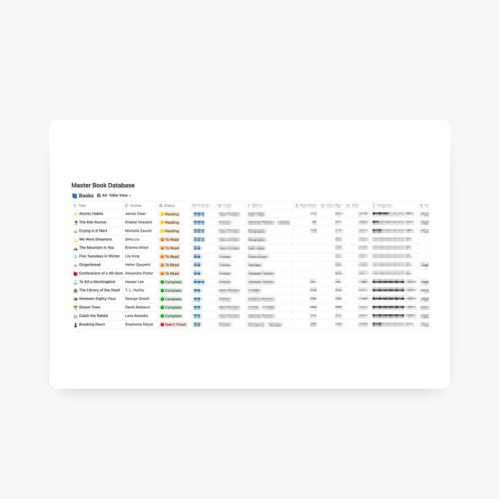 Notion Book Template Database