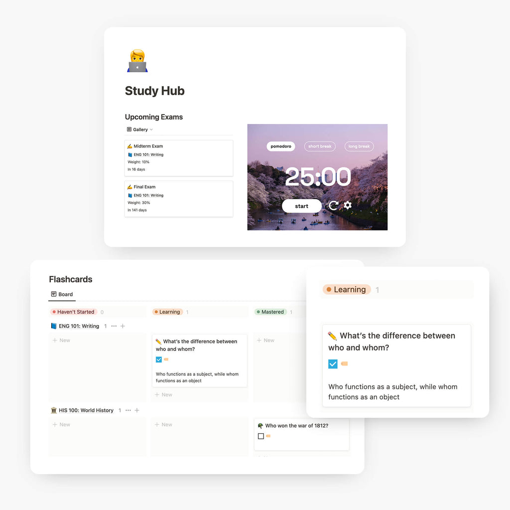 Notion Flashcards & Study Templates