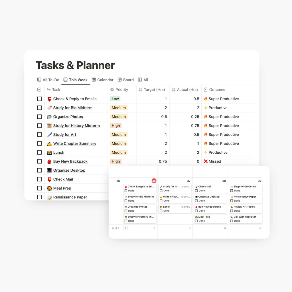 Notion Tasks & Planner Template