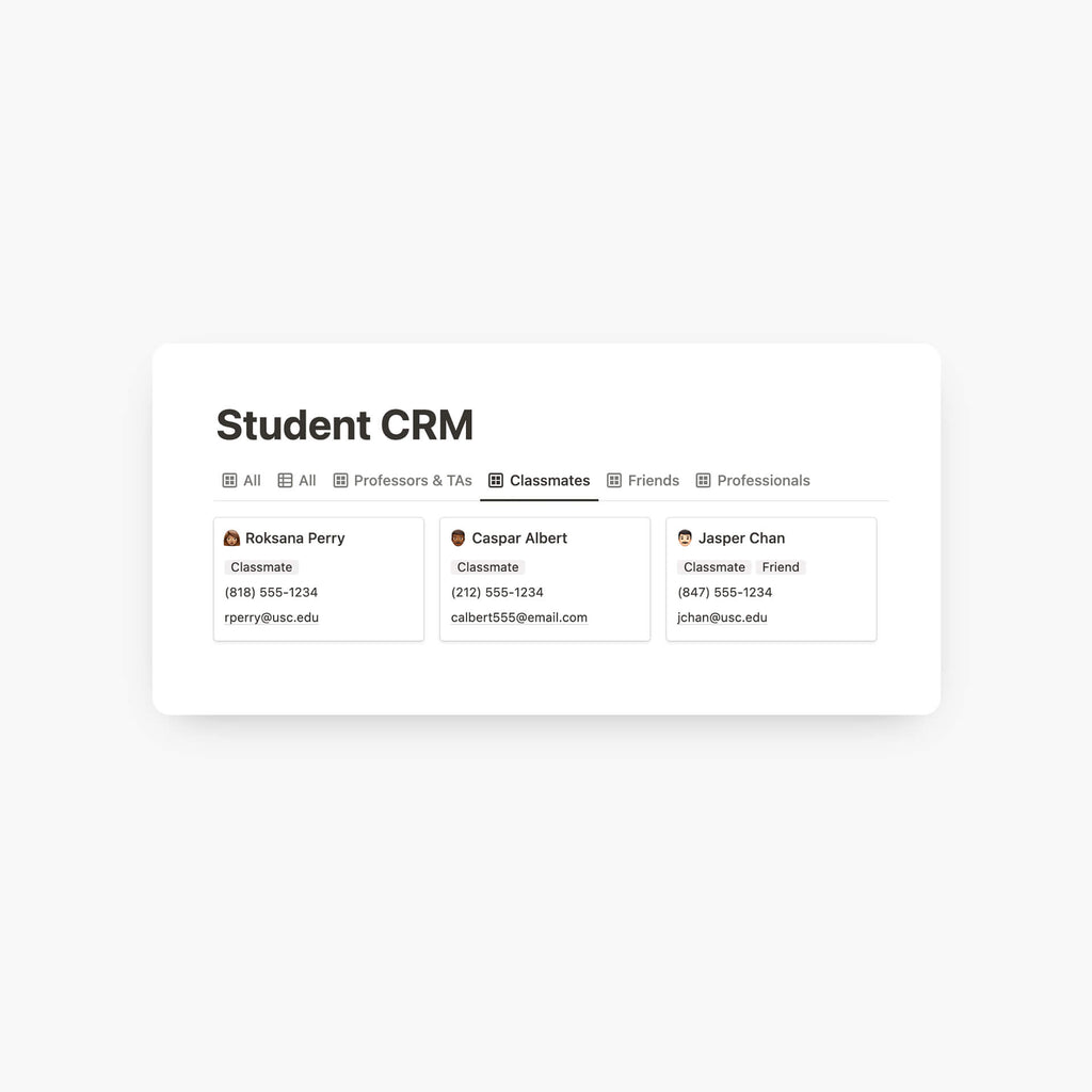 Notion Student CRM Template