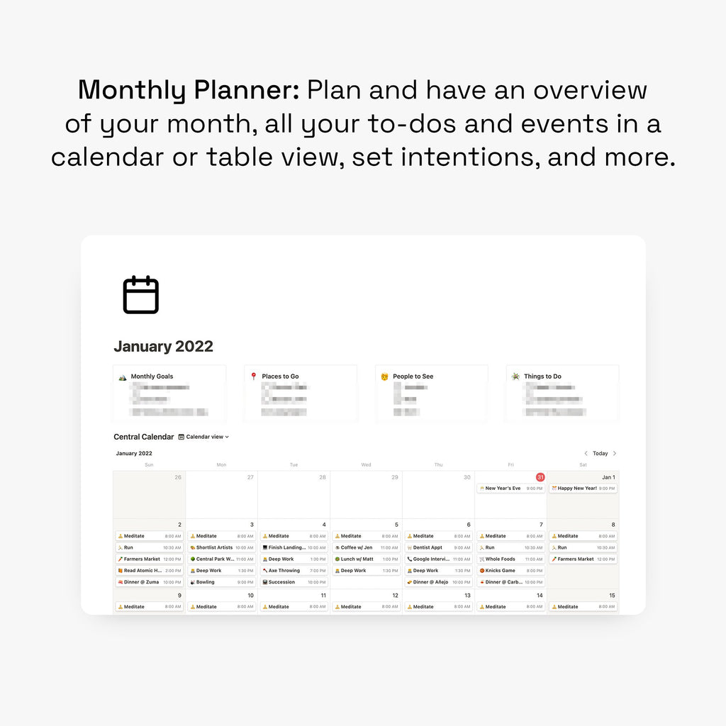 Notion Monthly Planner Template