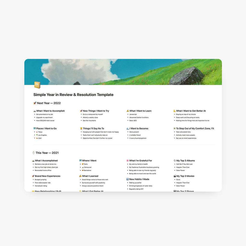 Notion Year in Review Template