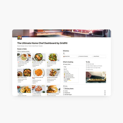 The Ultimate Home Chef Dashboard Template for Notion & Gridfiti