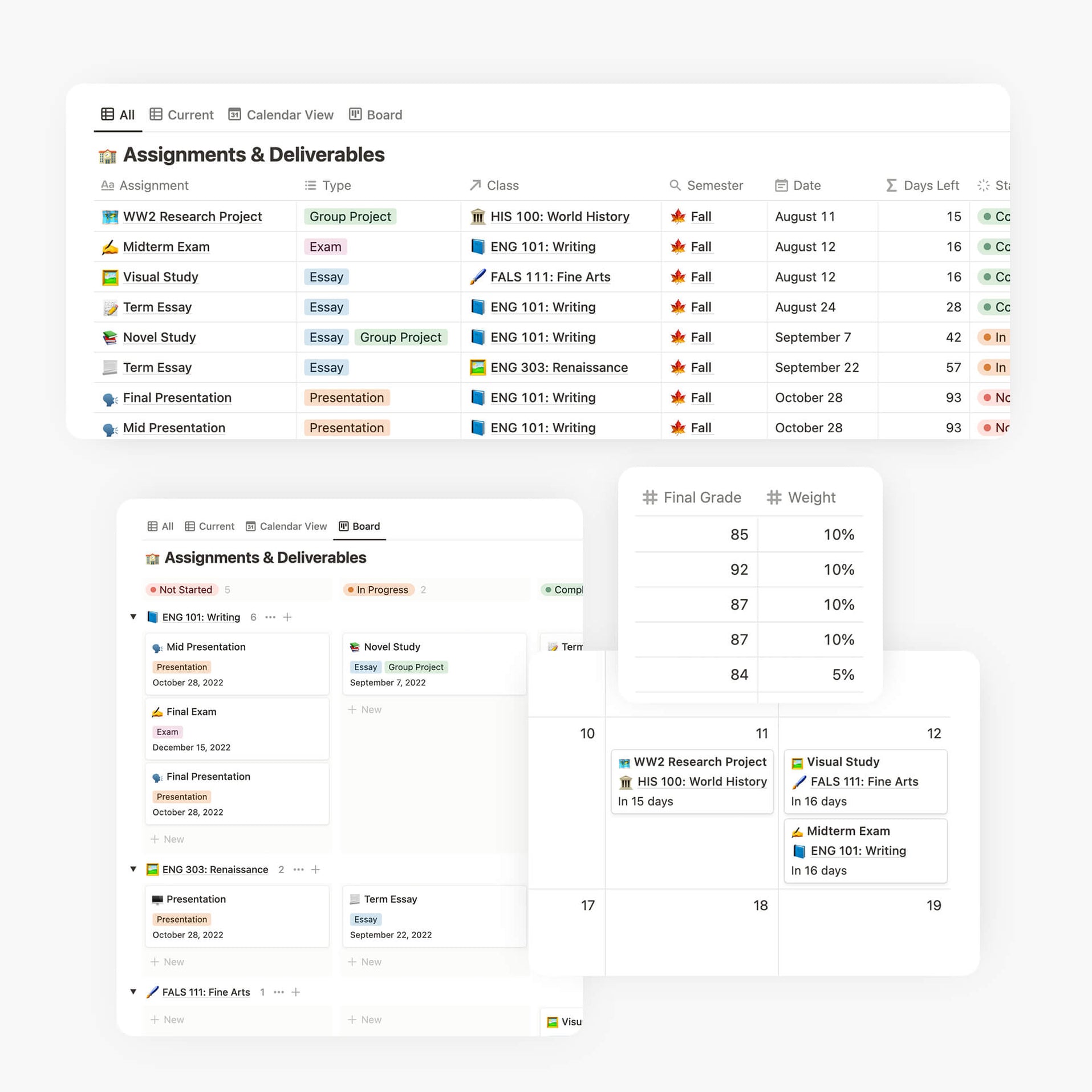 Notion Student OS Template & Gridfiti