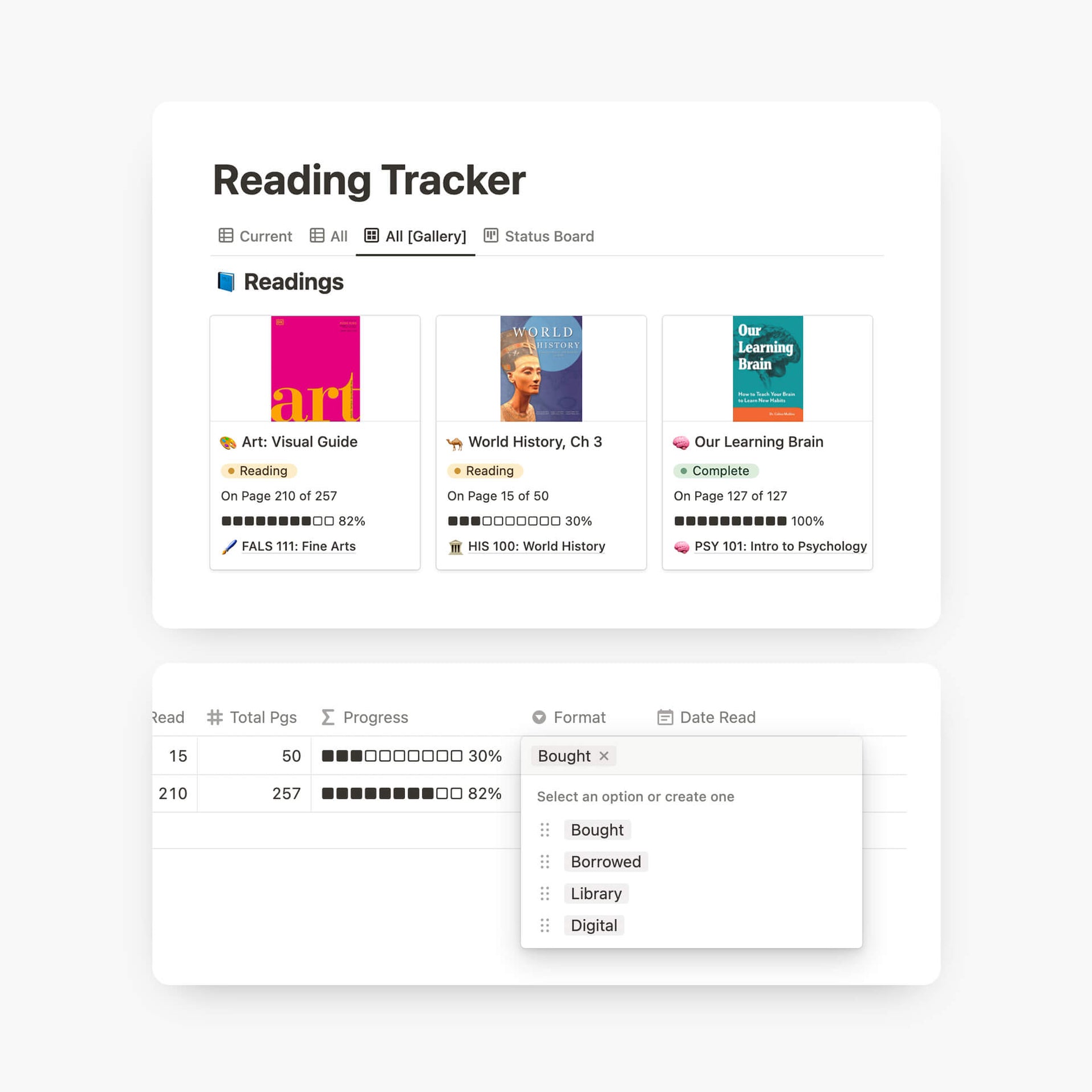Notion Student OS Template & Gridfiti