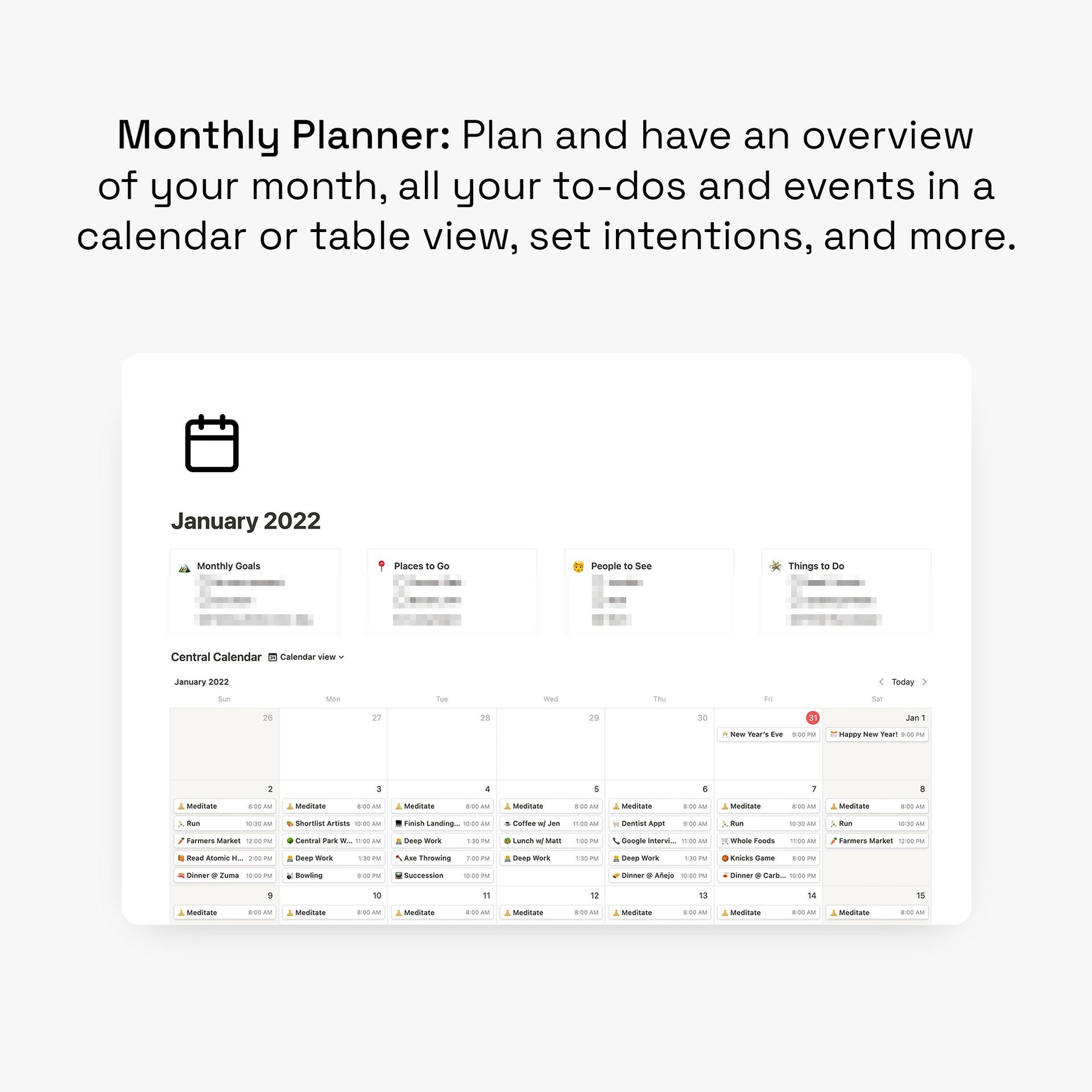 Notion Planner Template Pack: Daily, Weekly & Monthly Planners & Gridfiti