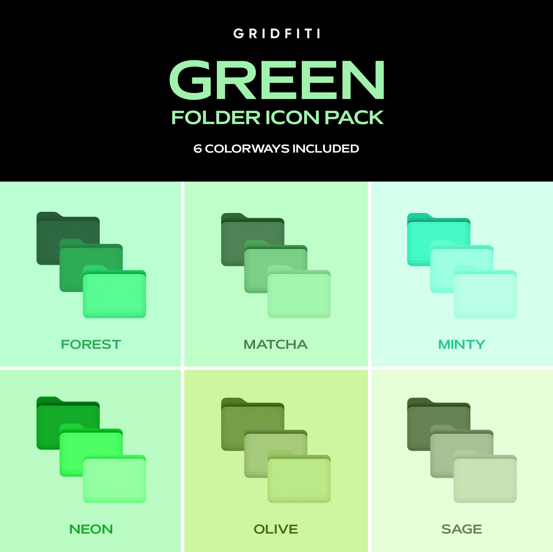 Green Folder Icon Pack & Gridfiti