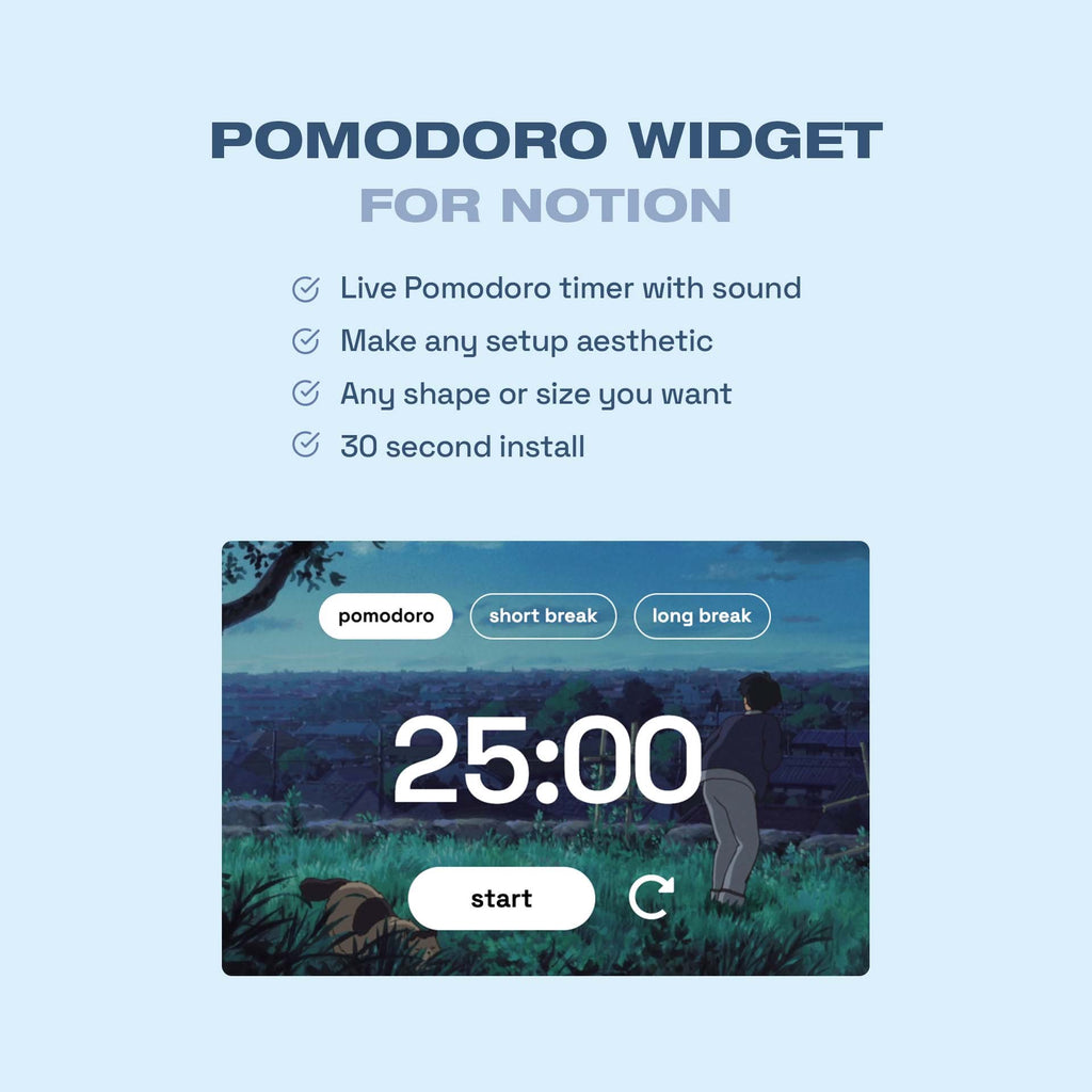Free Pomodoro Timer Widget for Notion