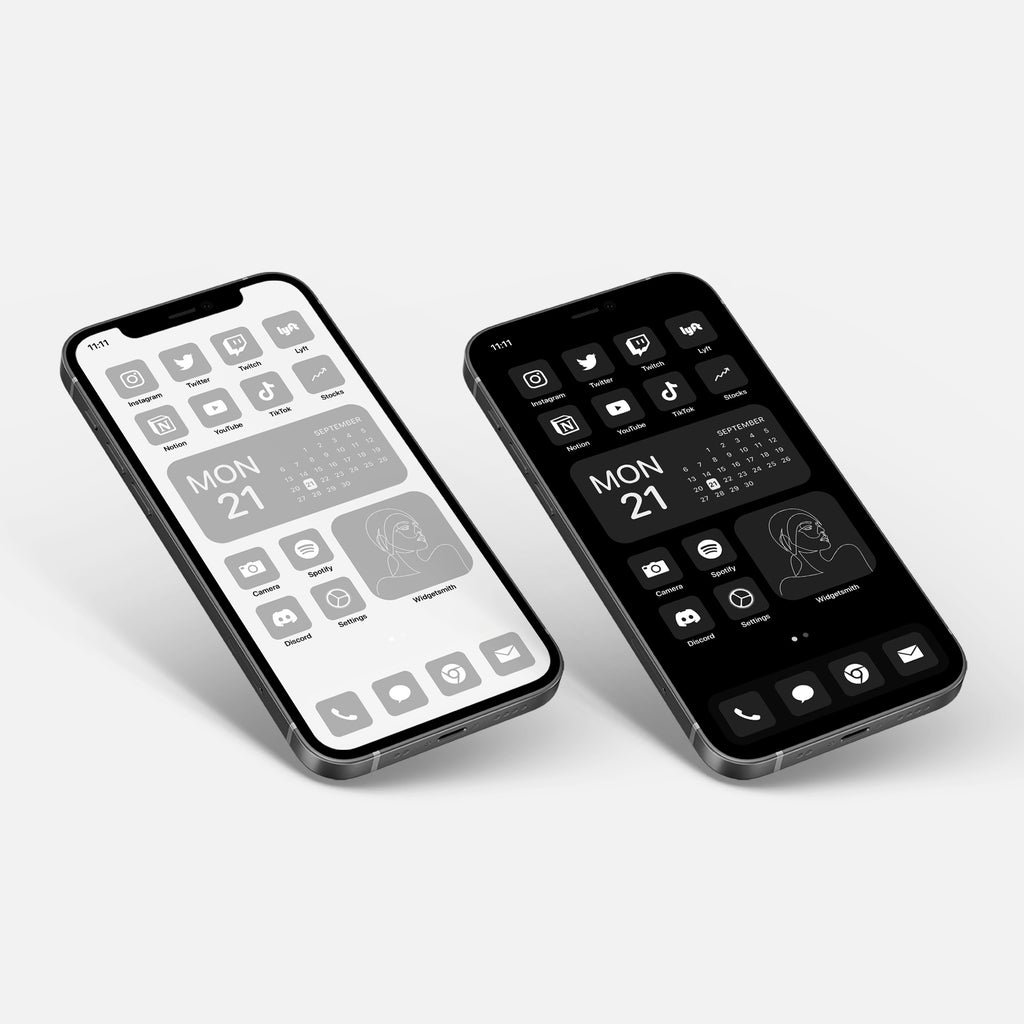 Monochrome gray iOS app icons